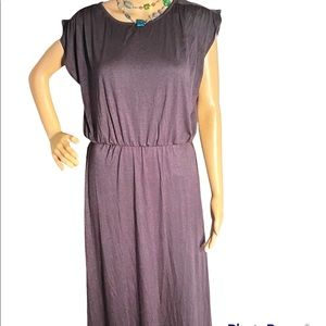 Lyss Loo Gray Scrunch sleeve elastic waist Maxi L